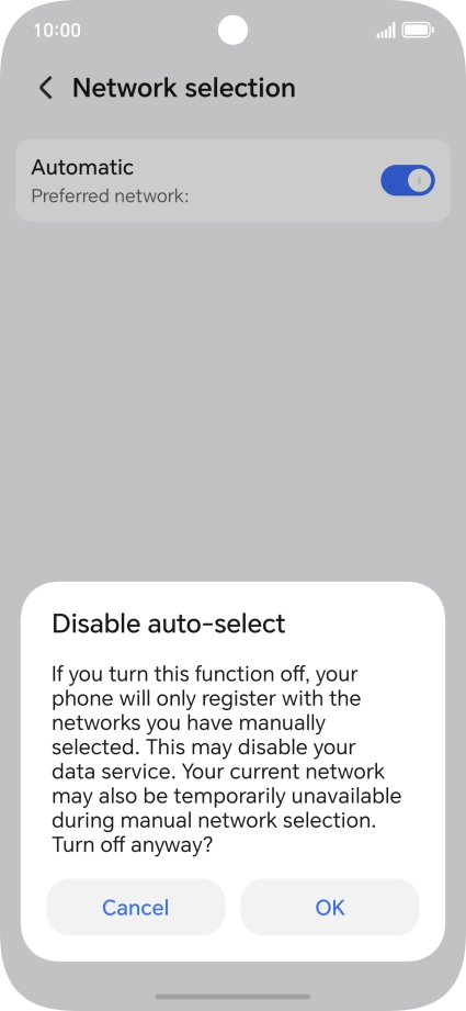 Press OK and your phone will search for networks.