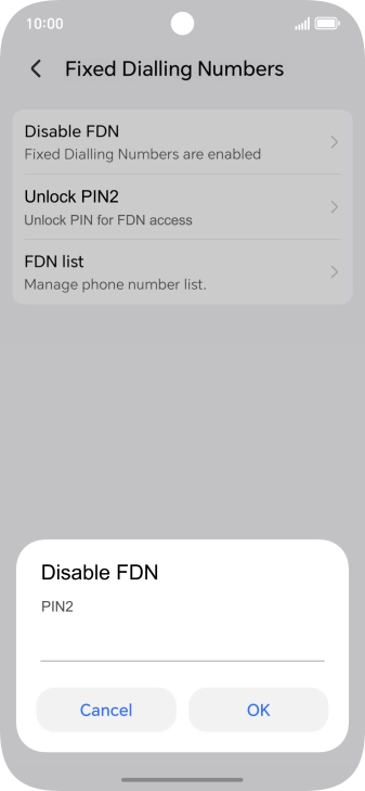 Key in your PIN2 and press OK. The default PIN2 is 1111.