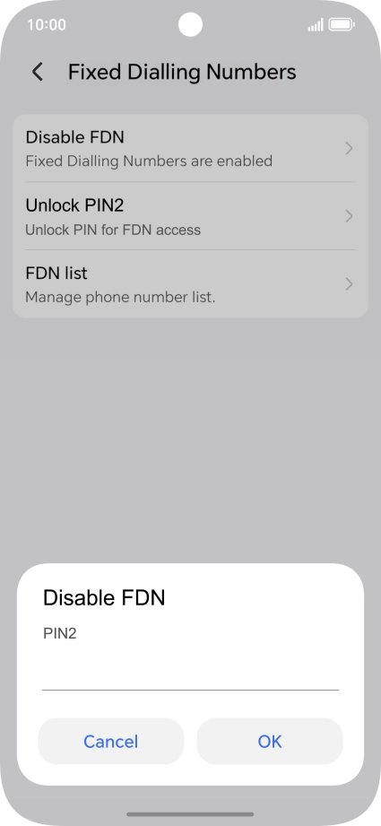 Key in your PIN2 and press OK. The default PIN2 is 1111.