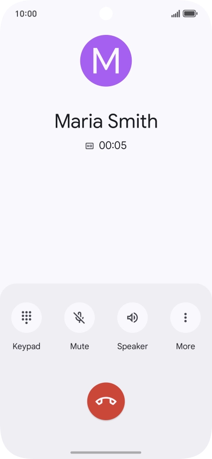 Press the end call icon.