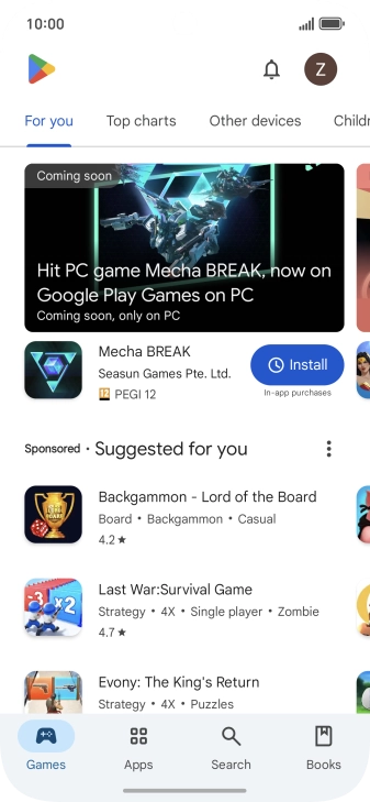 Press the profile icon.