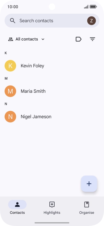 Press the new contact icon.