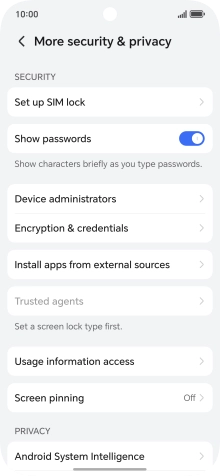 Press Set up SIM lock.