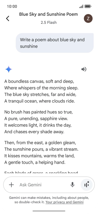 You can ask Gemini to generate a text based on your description.