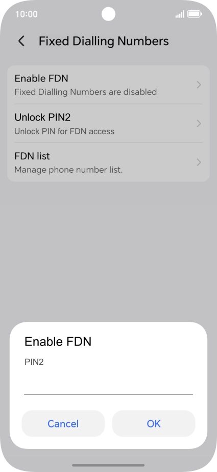 Key in your PIN2 and press OK. The default PIN2 is 1111.