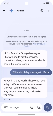 The text suggestion from Gemini is displayed.