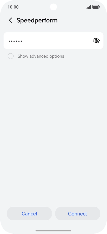 Key in the password for the Wi-Fi network and press Connect.