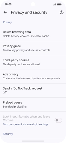 Press Delete browsing data.