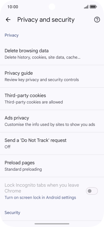Press Delete browsing data.