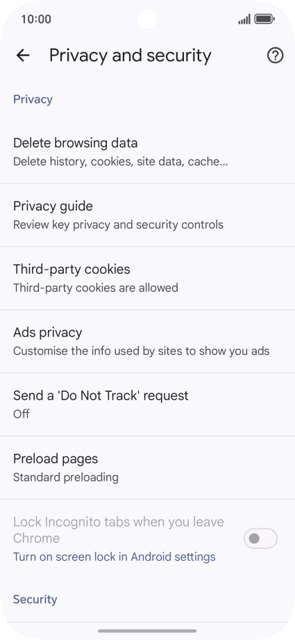 Press Delete browsing data.