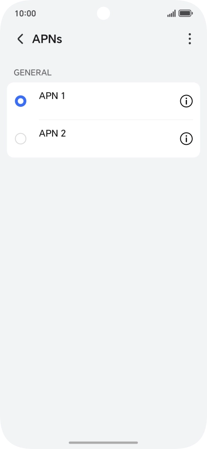 Press the field next to the data connection to activate it.