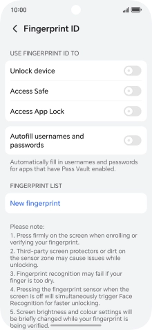 Press New fingerprint.