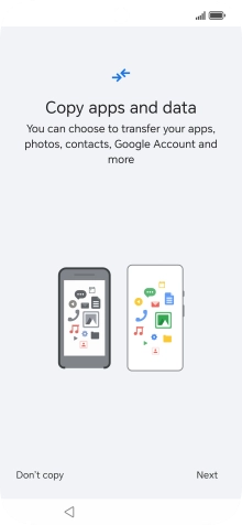 You can transfer the contents of another phone to your phone when it's activated for the first time and after a factory reset. When this screen is displayed, your phone is ready to transfer content from another phone.