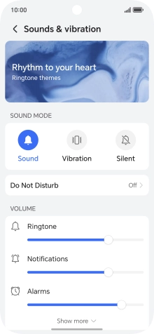 Press the required setting below 