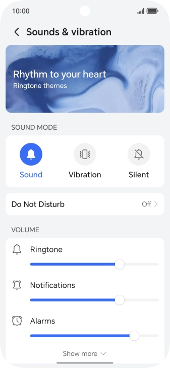 Press the required setting below 