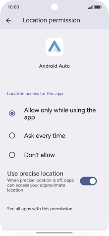 Press the required setting.