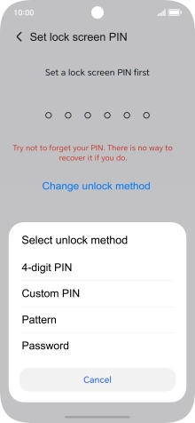 Press the required phone lock code and follow the instructions on the screen to create an additional phone lock code.