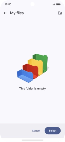To create a new folder, press the new folder icon and follow the instructions on the screen to create a new folder.