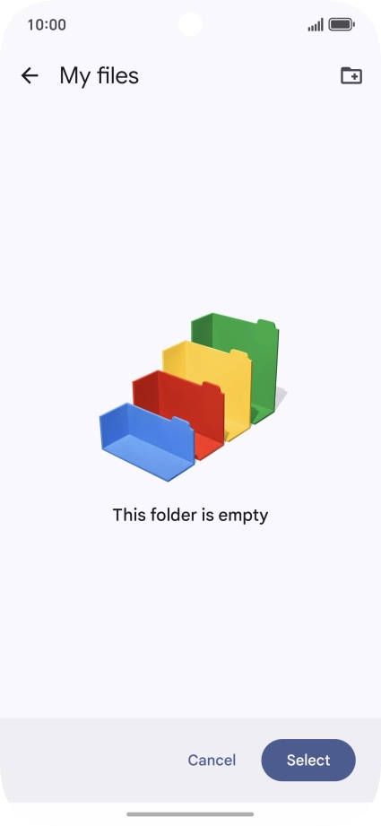 To create a new folder, press the new folder icon and follow the instructions on the screen to create a new folder.
