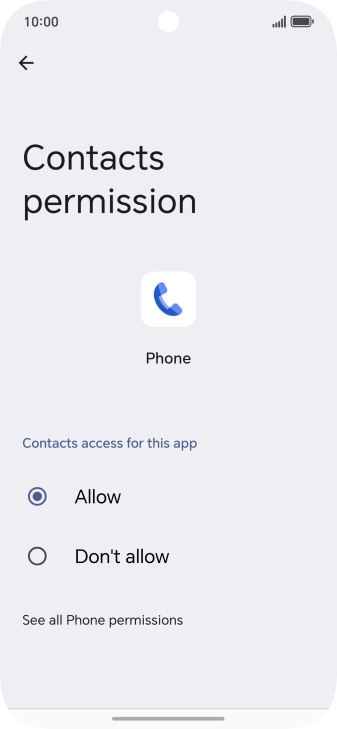 Press the required setting.