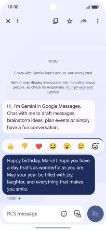 Press and hold the text suggestion from Gemini. Follow the instructions on the screen to use the text suggestion.
