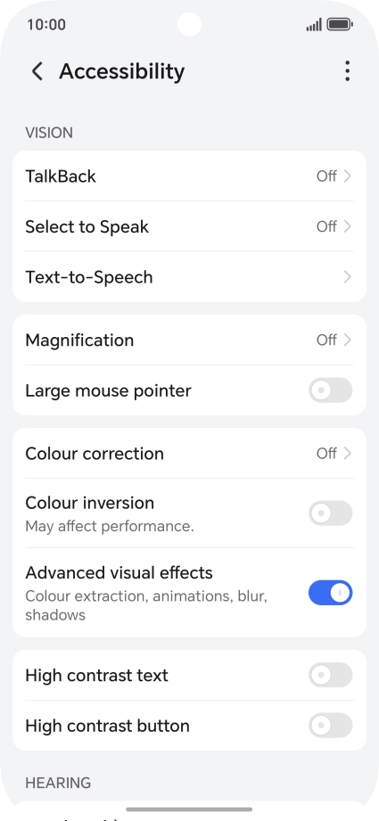 Press the required setting below 