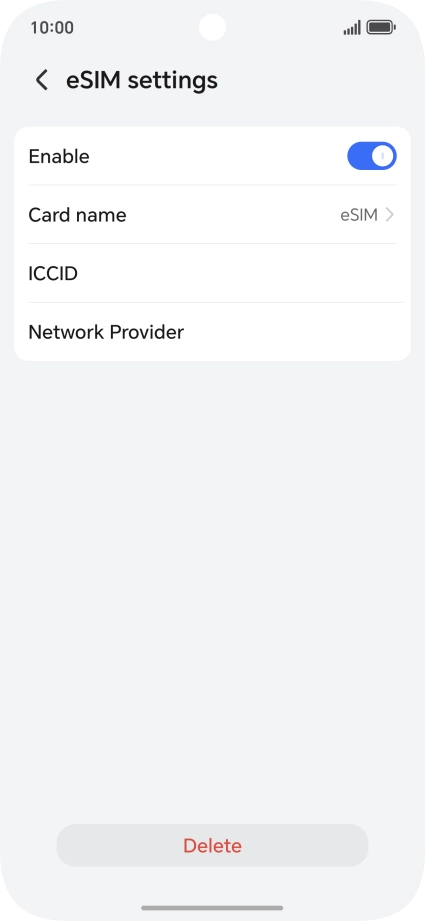 Press Delete and follow the instructions on the screen to delete your eSIM.