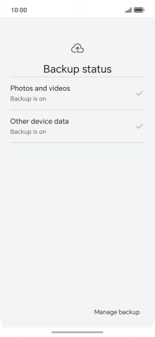 Press Manage backup.