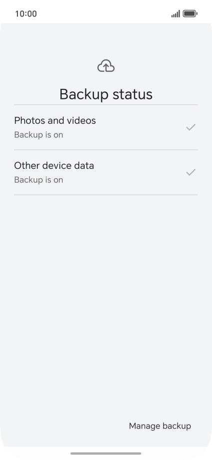 Press Manage backup.