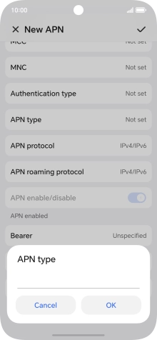 Key in default and press OK.