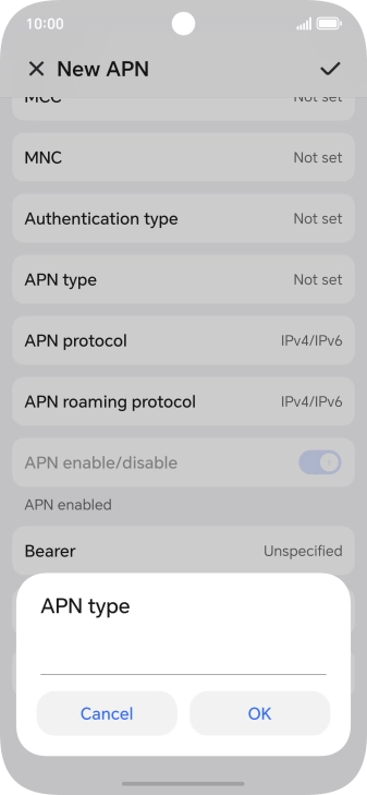 Key in default and press OK.