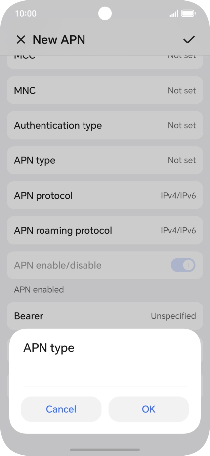 Key in default and press OK.