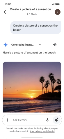 You can also ask Gemini to generate a picture based on your description.