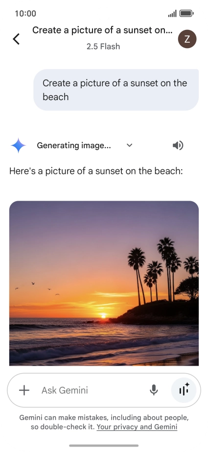 You can also ask Gemini to generate a picture based on your description.
