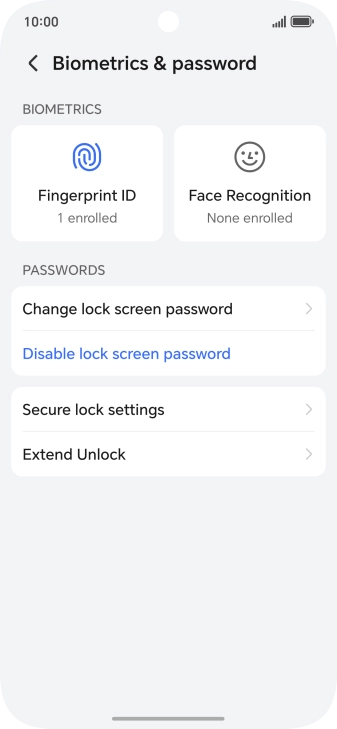 Press Disable lock screen password and key in the additional phone lock code you created earlier.