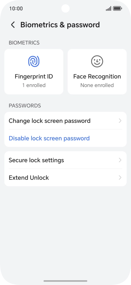 Press Disable lock screen password and key in the additional phone lock code you created earlier.
