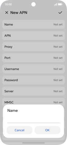 Key in Vodafone Internet and press OK.