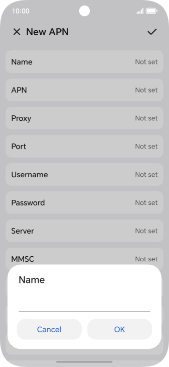 Key in Vodafone Internet and press OK.