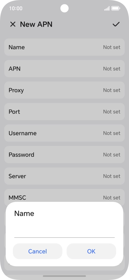 Key in Vodafone Internet and press OK.