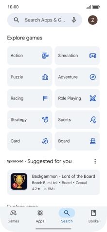 Press the search field.