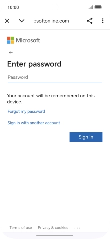 Press Password and key in the password for your email account.
