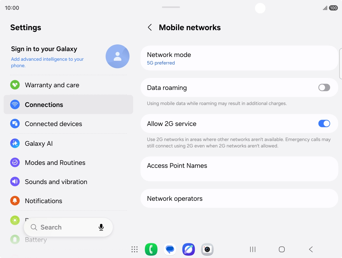 Press Network mode.