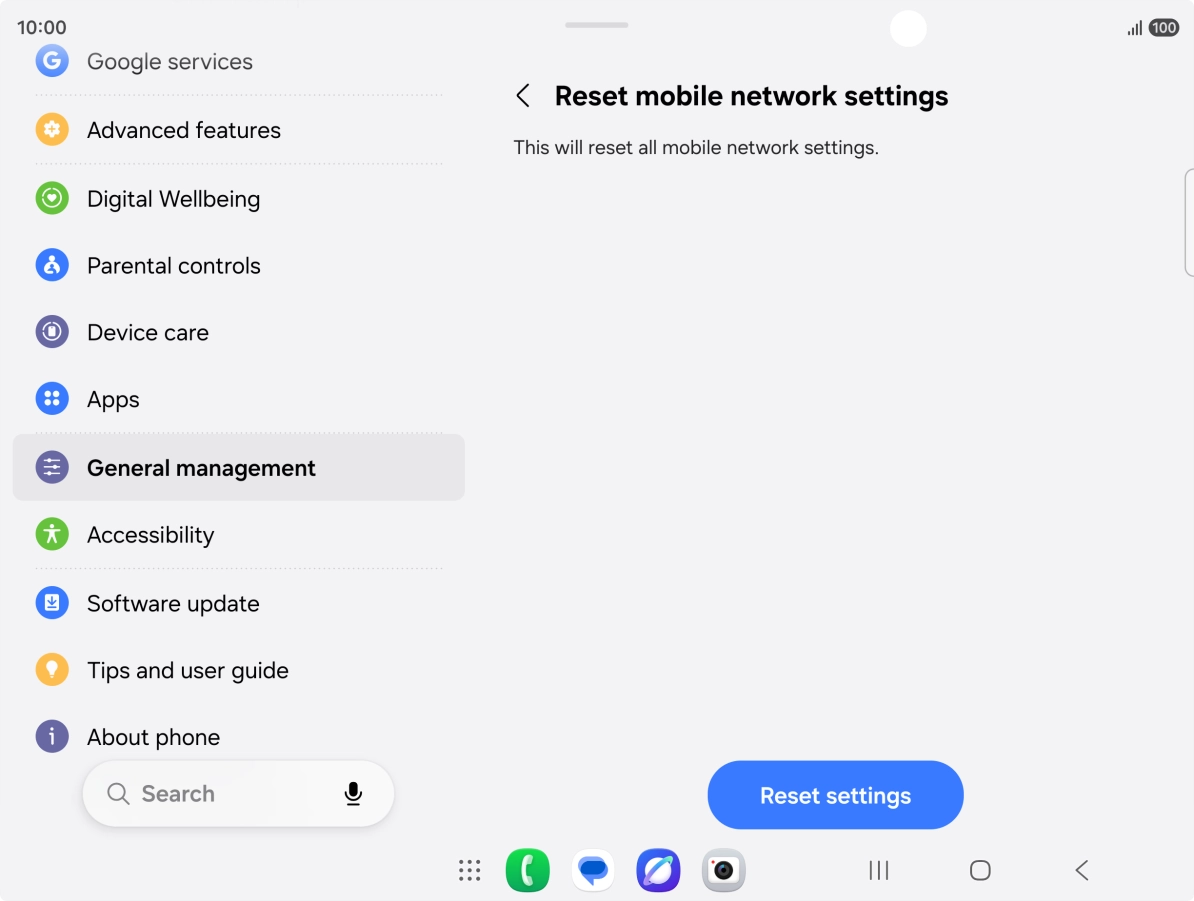 Press Reset settings.