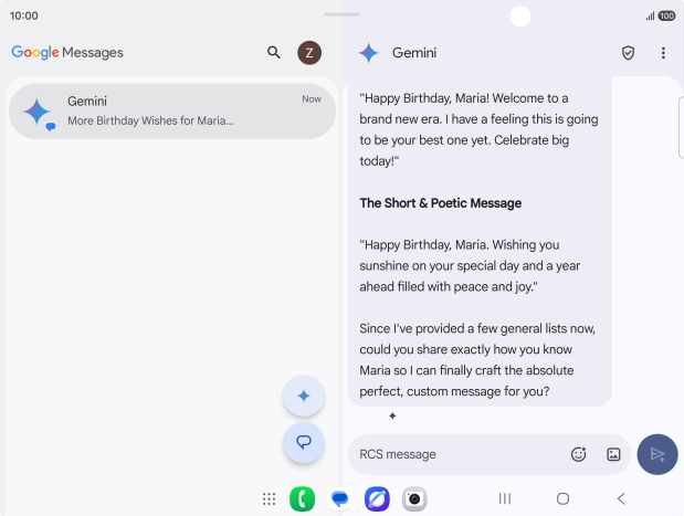 The text suggestion from Gemini is displayed.