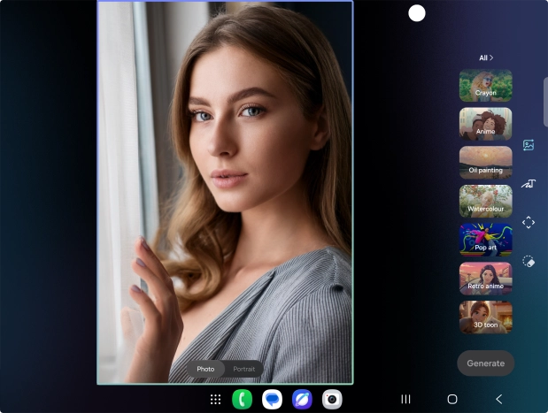 To change the style of your portrait photos, press the style icon and follow the instructions on the screen to use the function.