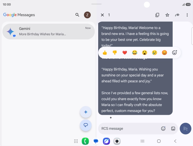 Press and hold the text suggestion from Gemini. Follow the instructions on the screen to use the text suggestion.