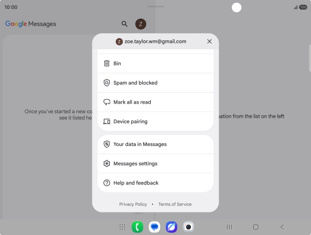Press Messages settings.