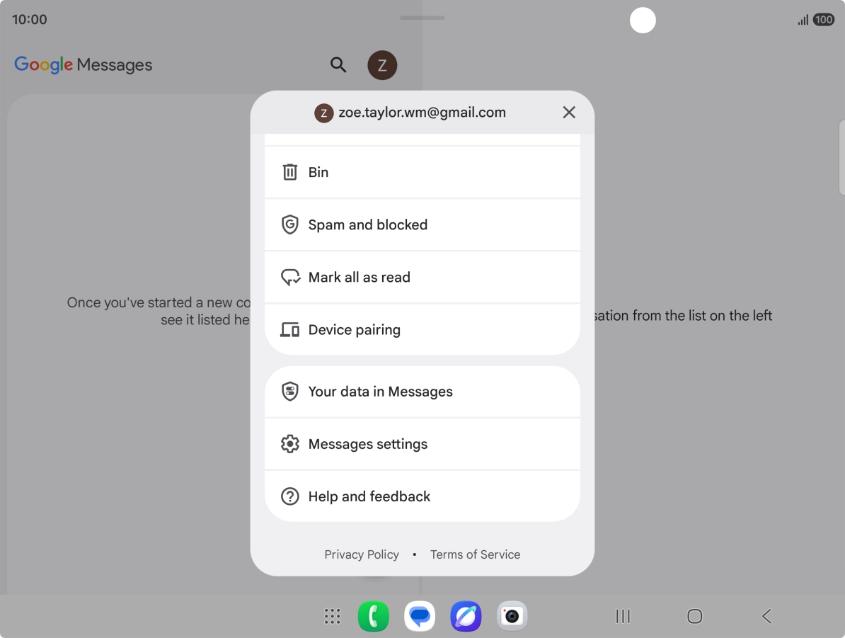 Press Messages settings.