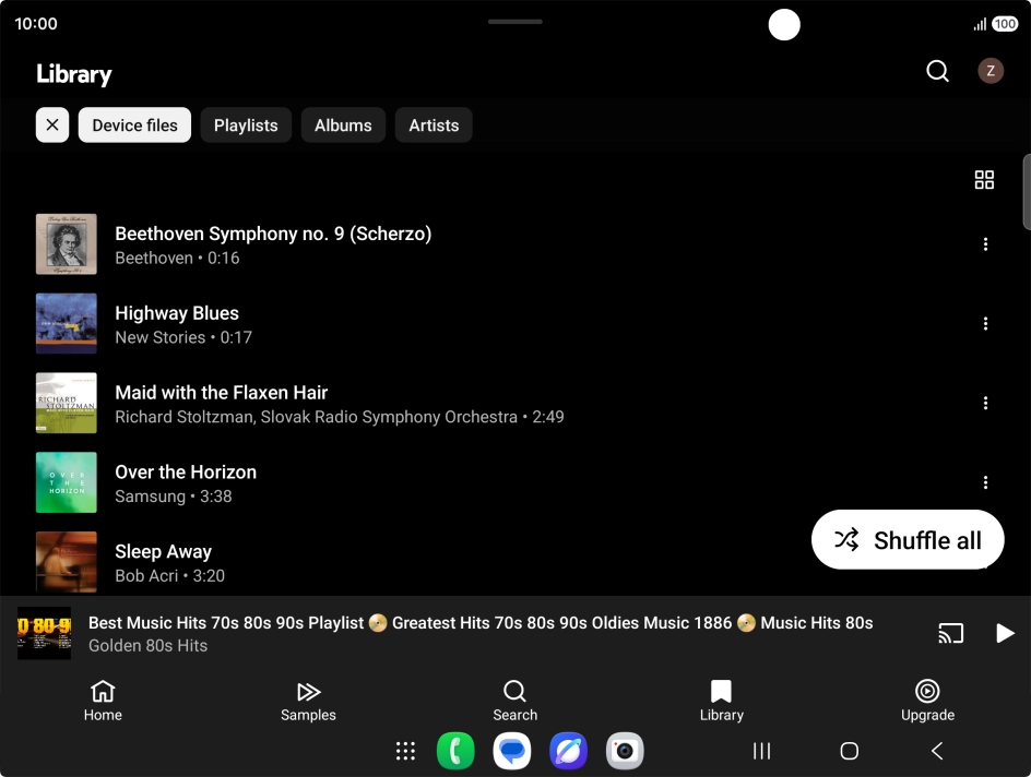 Press the required audio file.