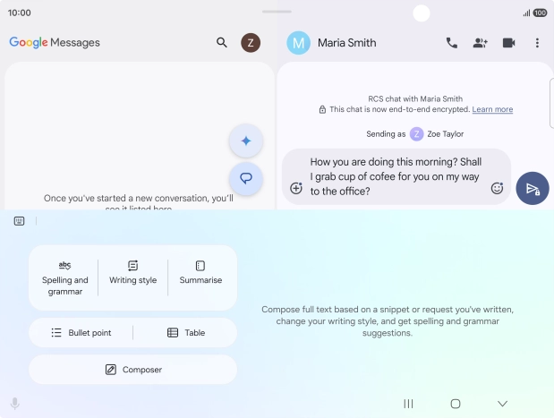 To check your text for grammatical and spelling errors, press Spelling and grammar and follow the instructions on the screen to use the function.